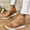 Colorblock-strap Wedges Sandals Summer Fashion Hemp Heel Slides Slippers Outdoor Thick Bottom Fish Mouth Shoes For Women DazzleTrove