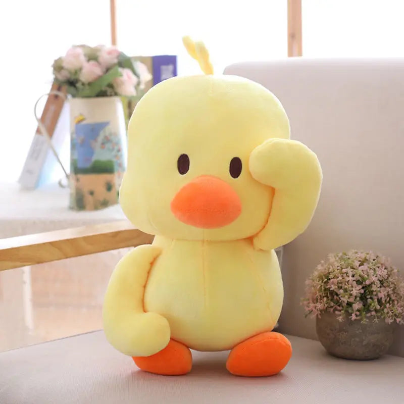 Little yellow duck figurine dancing expression small yellow duck plush toy DazzleTrove