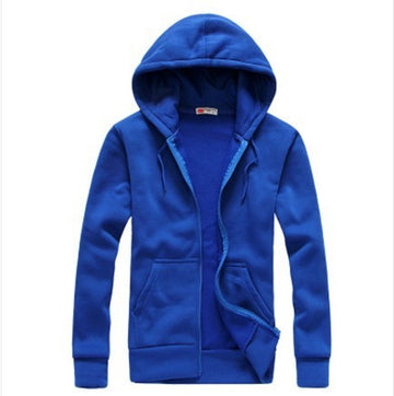 Casual Fashion Sports Sweater Couple Zipper Hooded Youth Solid Color Sweater