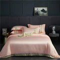Four-piece Set Of Washed Silk Satin Striped Sheets, Solid Color Ice Silk Jane Ou Silk Slippery Bed Linen DazzleTrove