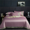 Four-piece Set Of Washed Silk Satin Striped Sheets, Solid Color Ice Silk Jane Ou Silk Slippery Bed Linen DazzleTrove