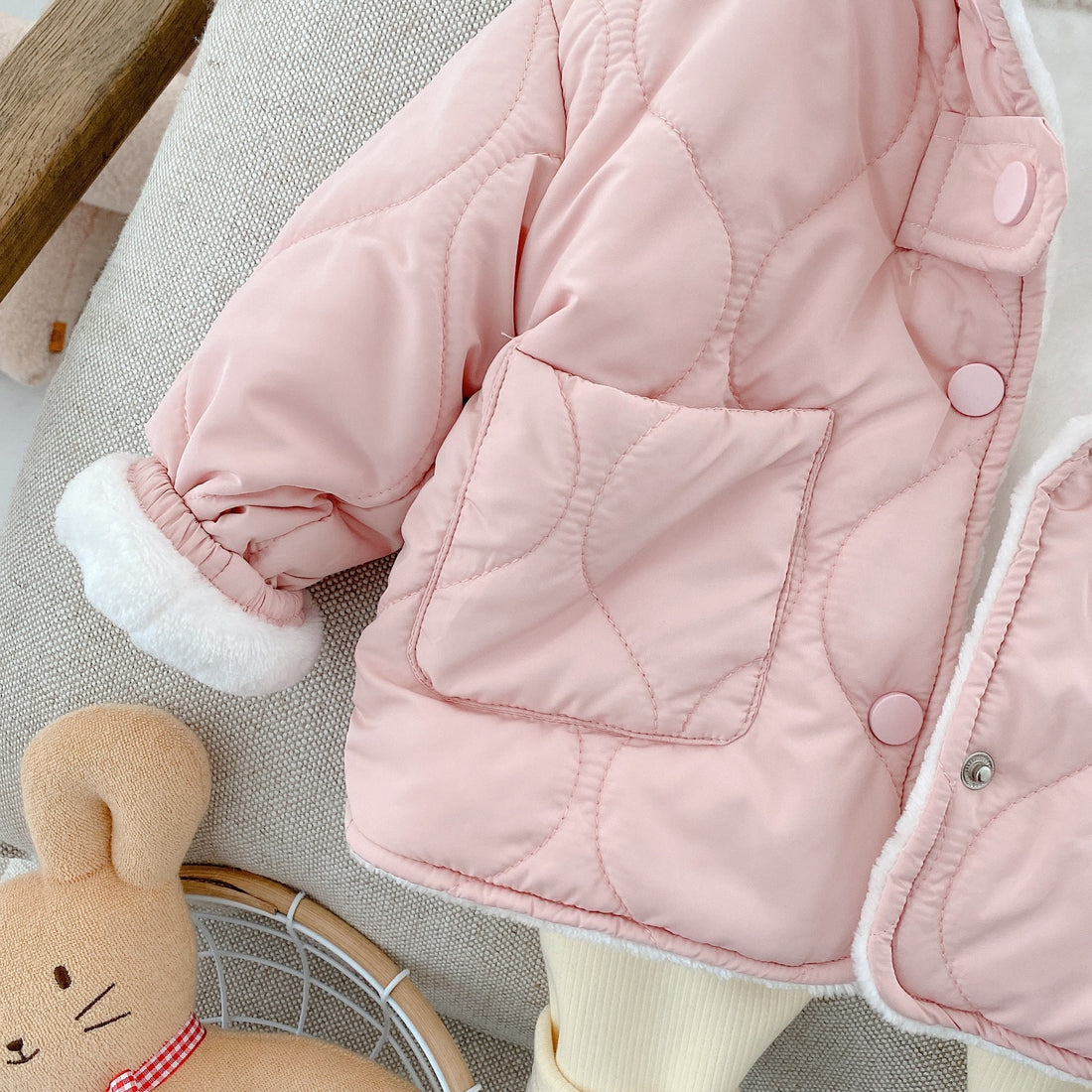 Girls Fleece Cotton Coat 0-6 Years Old Coat With Hood