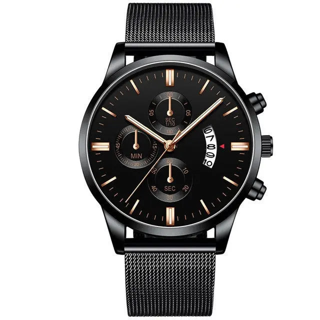 Mens Business Luxury Watches For Men Mesh Band Quartz Watch DazzleTrove