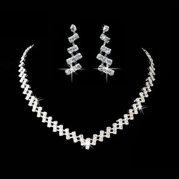 Bridal Jewelry two sets, bridal Rhinestone chain, Wedding Necklace, earring, Rhinestone Necklace, marriage two sets DazzleTrove
