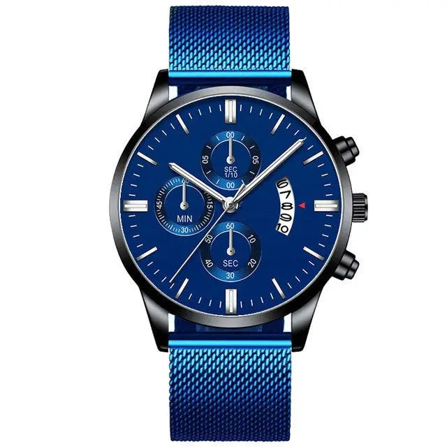 Mens Business Luxury Watches For Men Mesh Band Quartz Watch DazzleTrove