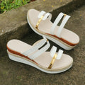 Colorblock-strap Wedges Sandals Summer Fashion Hemp Heel Slides Slippers Outdoor Thick Bottom Fish Mouth Shoes For Women DazzleTrove
