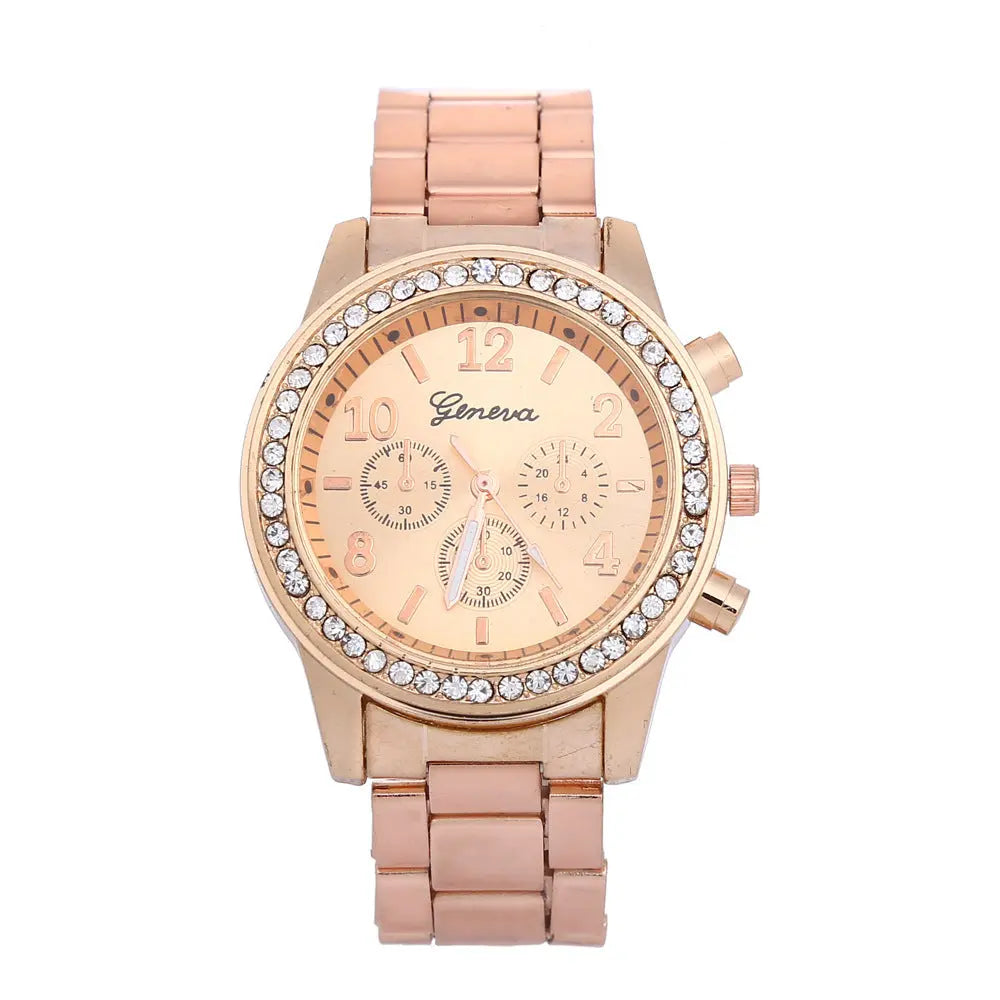 Geneva Watch Mens Diamond alloy three eye movement quartz Mens Watch Watch DazzleTrove