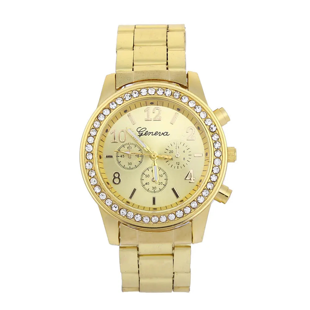 Geneva Watch Mens Diamond alloy three eye movement quartz Mens Watch Watch DazzleTrove