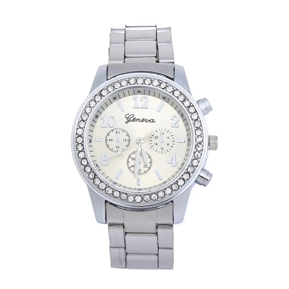 Geneva Watch Mens Diamond alloy three eye movement quartz Mens Watch Watch DazzleTrove