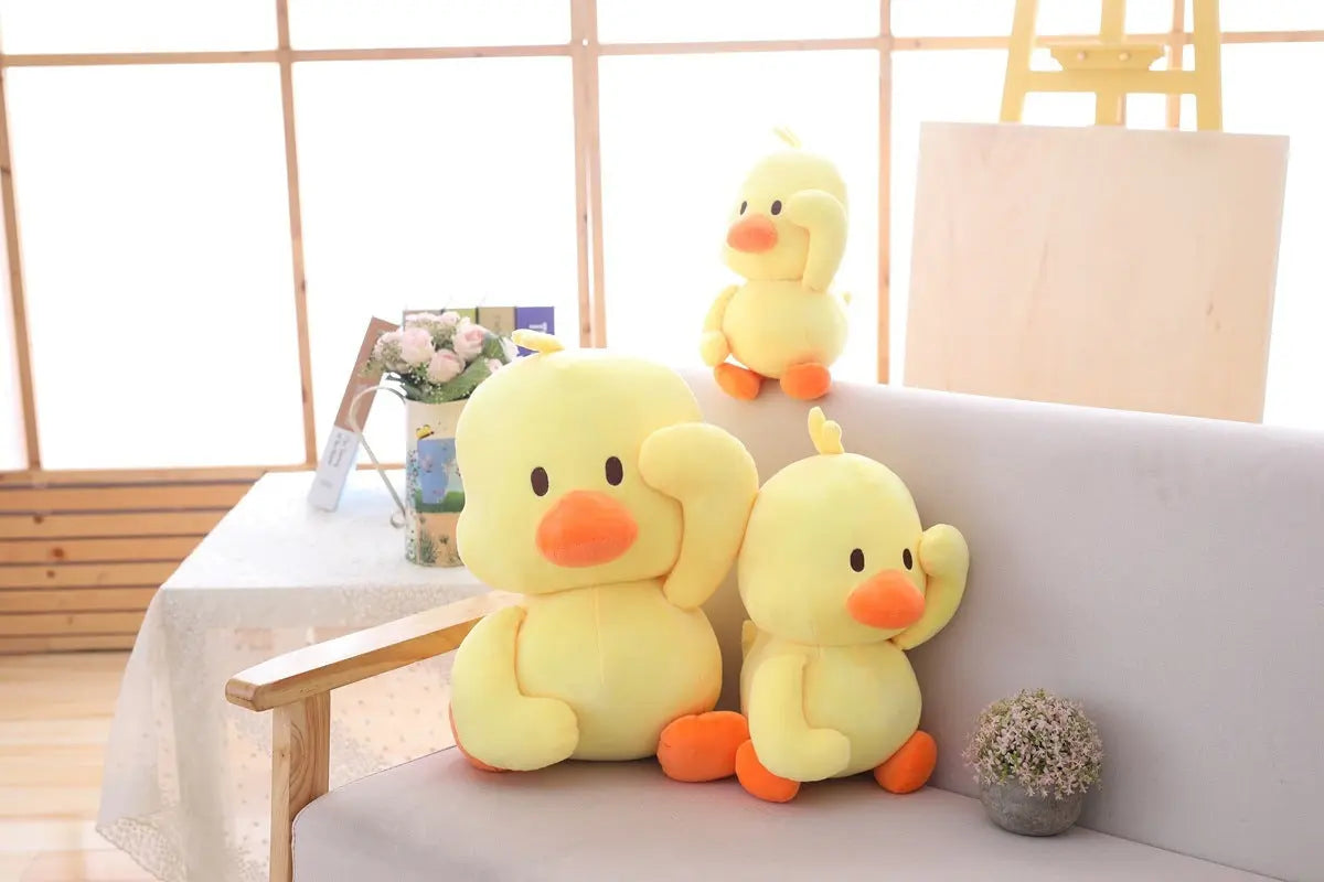 Little yellow duck figurine dancing expression small yellow duck plush toy DazzleTrove