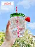500ml Kawaii Strawberry Water Bottle Cute Strawberry Straw Water Bottle PP Milk Coffee Straw Cup Juice Drinkware Kitchen DazzleTrove