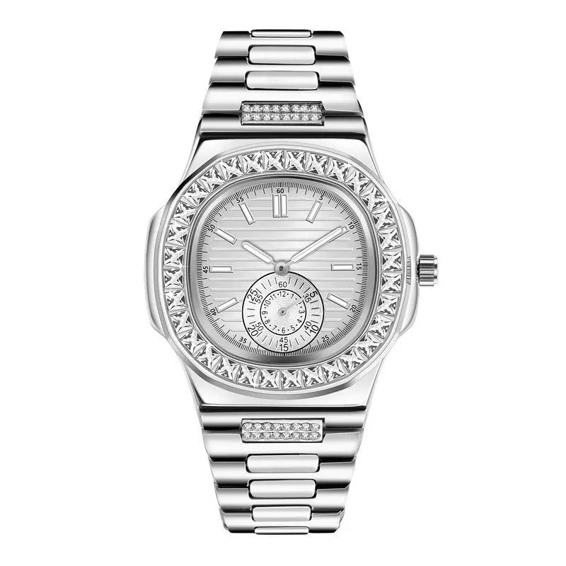 Mens Fashion Alloy Band Diamond Gifts Watches DazzleTrove