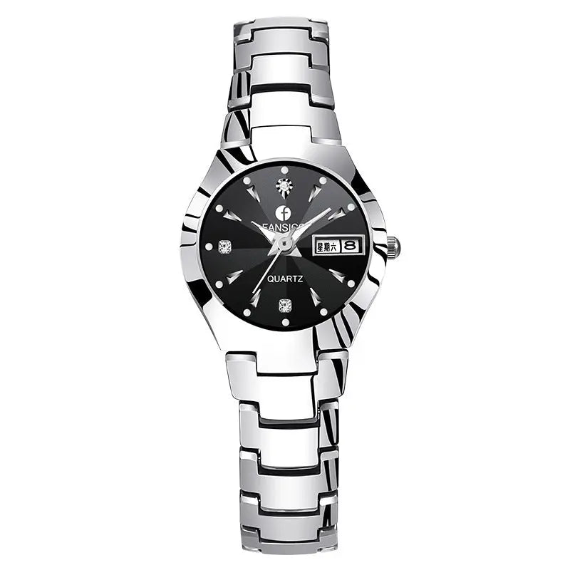 Fansico Fan Poem New Tungsten Mens Watch Dual Calendar Table 1192 Non Mechanical Watches DazzleTrove
