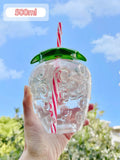 500ml Kawaii Strawberry Water Bottle Cute Strawberry Straw Water Bottle PP Milk Coffee Straw Cup Juice Drinkware Kitchen DazzleTrove