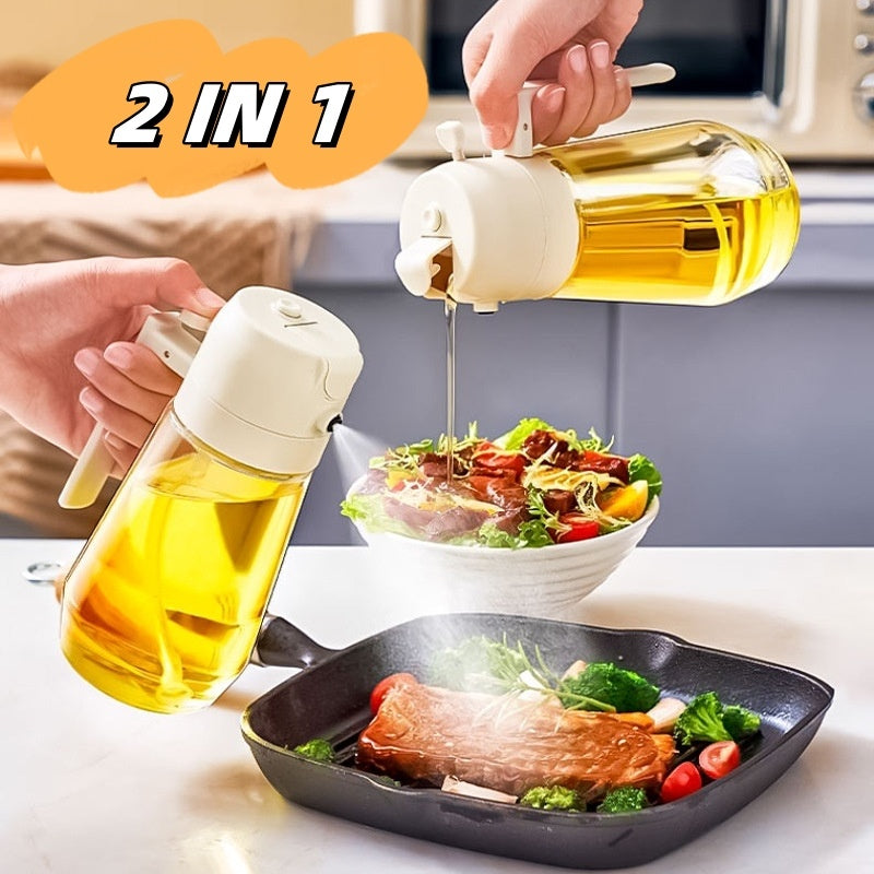 470ML Olive Oil Sprayer Dispenser For Cooking BBQ 2 In 1 Glass Oil Vinegar Soy Sauce Spray Kitchen Oil Bottle For Air Fryer DazzleTrove