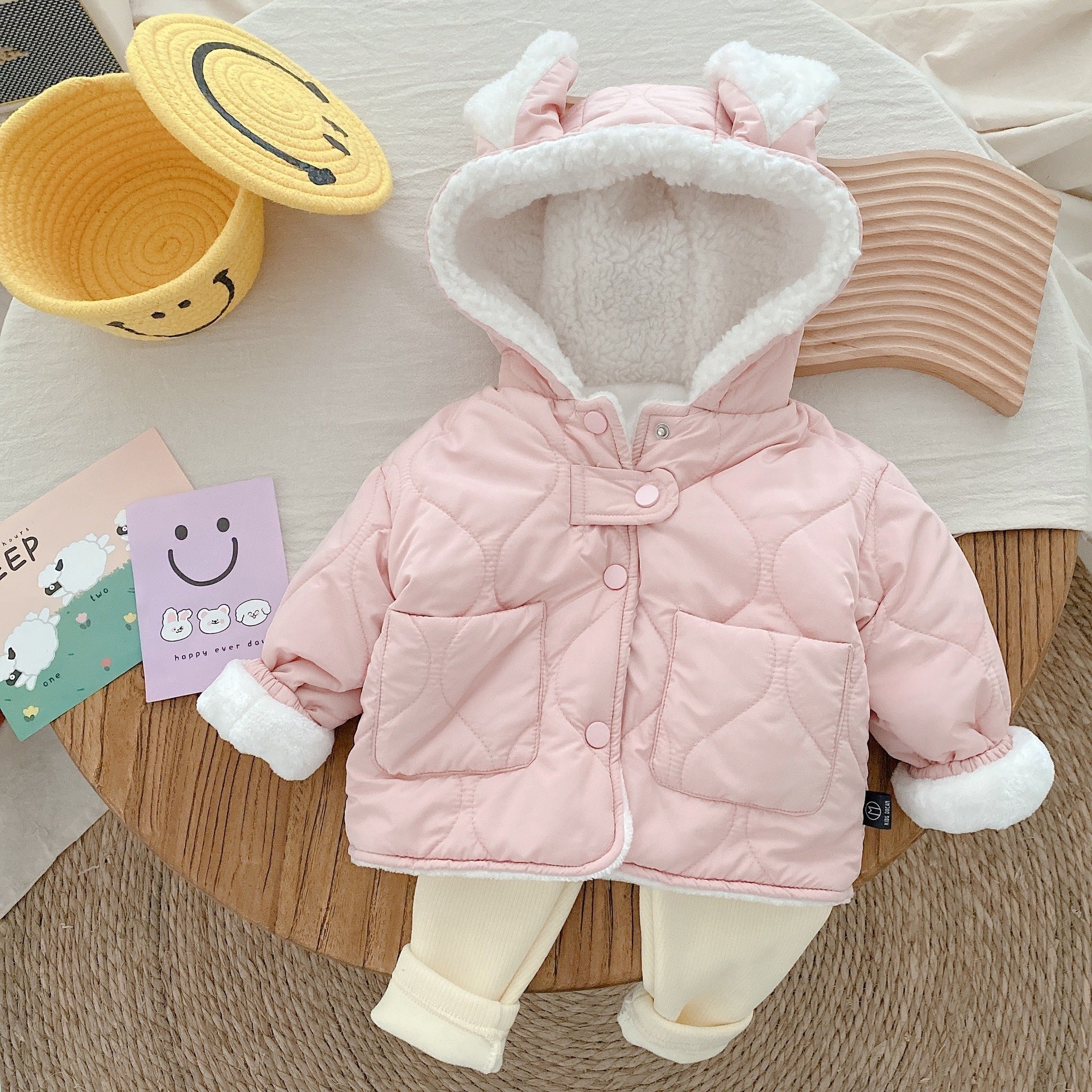Girls Fleece Cotton Coat 0-6 Years Old Coat With Hood