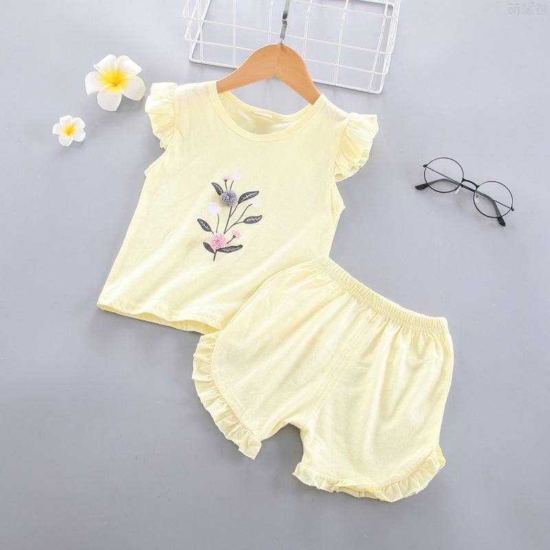 Fashion Solid Color Short-sleeved Children's Suit