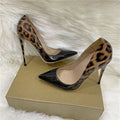 European And American Fashion Gradient Color 12cm Pointed Stiletto Heel Ladies Soft Leather Shoes Leopard Print Women's Fashion Shoes DazzleTrove