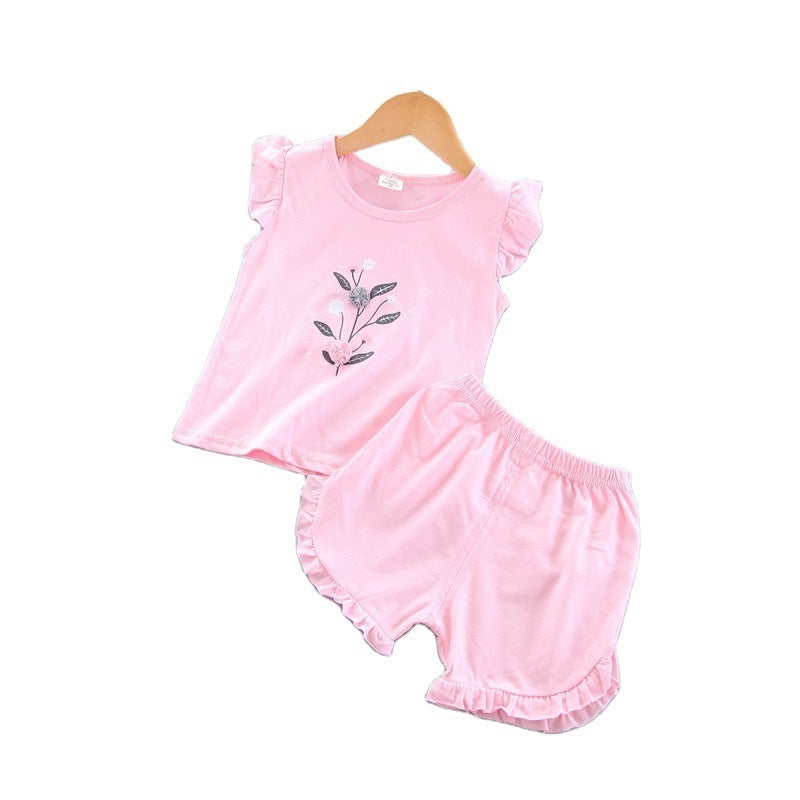 Fashion Solid Color Short-sleeved Children's Suit