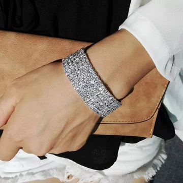 European And American Full Diamond Banquet Package Tassel Bracelet Earrings Necklace Set