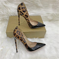 European And American Fashion Gradient Color 12cm Pointed Stiletto Heel Ladies Soft Leather Shoes Leopard Print Women's Fashion Shoes DazzleTrove