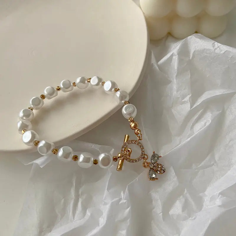 Classic Fashion Natural Stone Pearl Pendant Bracelet For Woman Exquisite New Lucky Cuff Bracelet Anniversary Gift Luxury Jewelry DazzleTrove