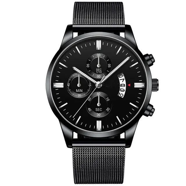 Mens Business Luxury Watches For Men Mesh Band Quartz Watch DazzleTrove