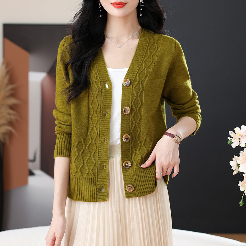 Spring And Autumn Outer Wear Cropped Sweater Coat Women