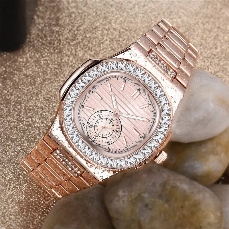 Mens Fashion Alloy Band Diamond Gifts Watches DazzleTrove