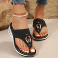 New Air Cushion Thong Sandals Summer Flip Flops Hollow Metal Buckle Wedges Shoes For Women Thick Sole Beach Shoes DazzleTrove