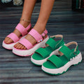 Casual Double-strap Sports Sandals Summer Fashion Solid Color Thick Bottom Buckle Fish Mouth Shoes Women DazzleTrove