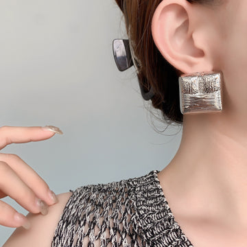 Exaggerated Cold Quadrangle Ear Studs Special-interest Design