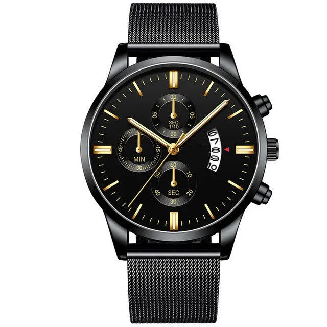 Mens Business Luxury Watches For Men Mesh Band Quartz Watch DazzleTrove