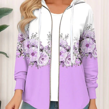 Casual Printed Full-zip Cardigan Coat