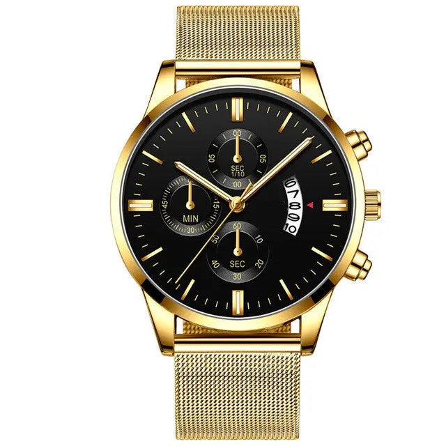 Mens Business Luxury Watches For Men Mesh Band Quartz Watch DazzleTrove