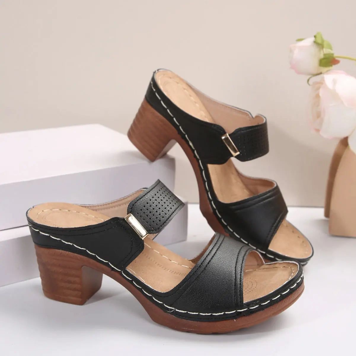 Women's Casual Anti Slip Thick Soled High Heel Sandals DazzleTrove