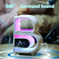 2024 New B-Shaped Blutooth Speaker Multifunctional Smart Music Rhythm Lighting Phone Wireless Charger TF Card AUX Input Standard Mode DazzleTrove