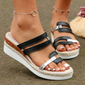 Colorblock-strap Wedges Sandals Summer Fashion Hemp Heel Slides Slippers Outdoor Thick Bottom Fish Mouth Shoes For Women DazzleTrove