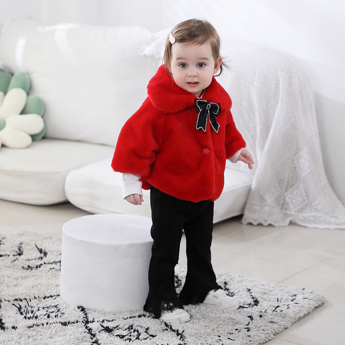Infant Furry Sweater Autumn And Winter Girls Cloak
