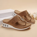 New Air Cushion Thong Sandals Summer Flip Flops Hollow Metal Buckle Wedges Shoes For Women Thick Sole Beach Shoes DazzleTrove