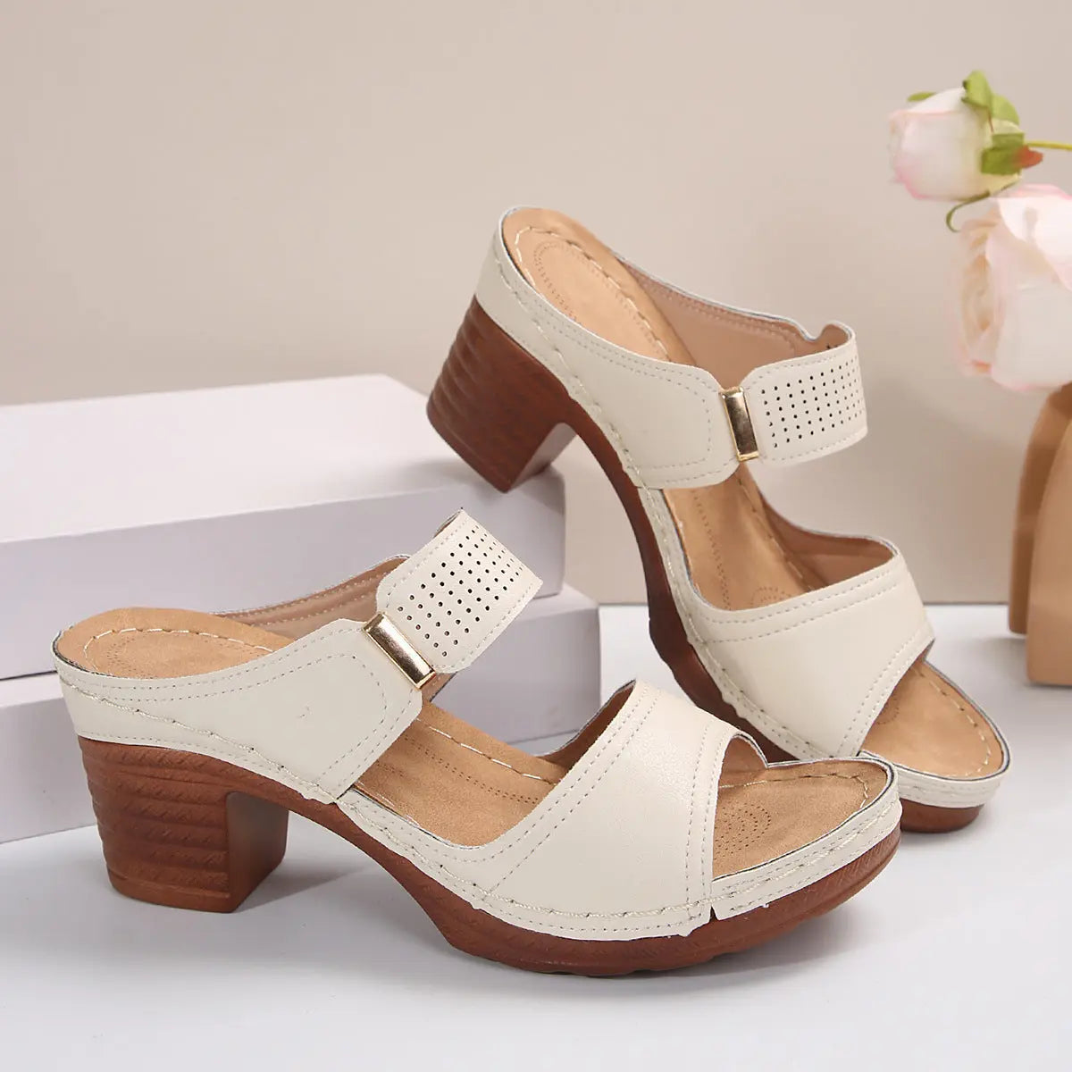Women's Casual Anti Slip Thick Soled High Heel Sandals DazzleTrove