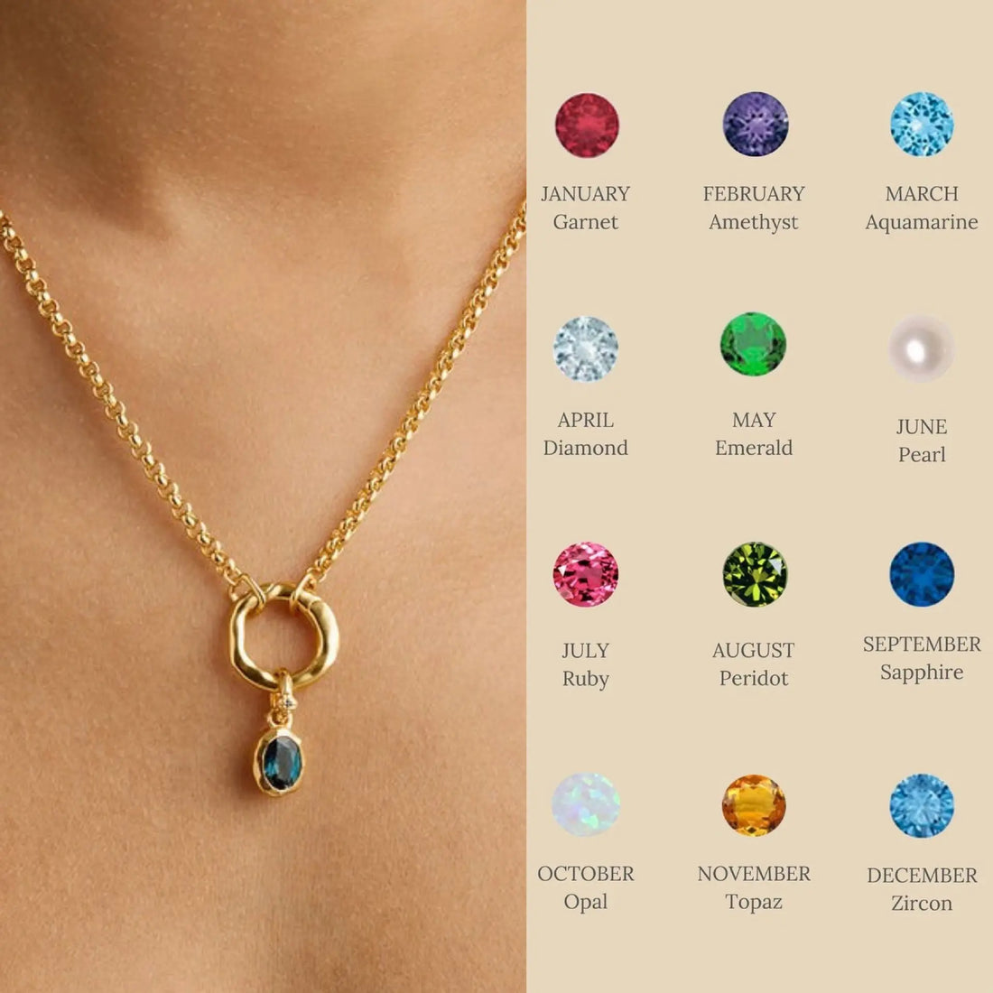 Stainless Steel Twelve Birthday Stone Necklace 12 Birthday Stone Love Pendant Moon Stone Women's Gift Jewelry DazzleTrove