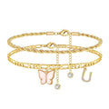 26 Letters Foot Ornaments Ladies Butterfly Double Layer Stack DazzleTrove
