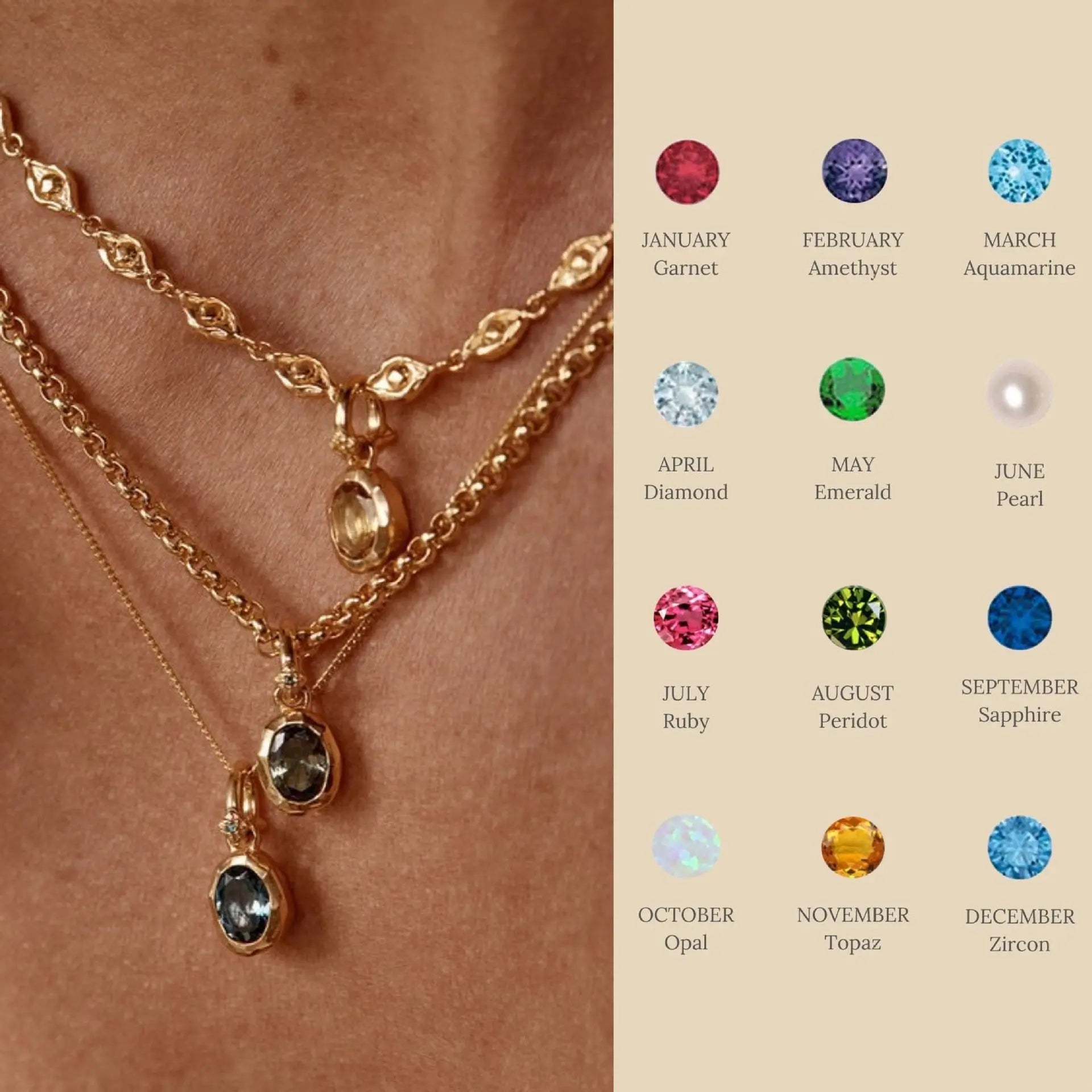 Stainless Steel Twelve Birthday Stone Necklace 12 Birthday Stone Love Pendant Moon Stone Women's Gift Jewelry DazzleTrove