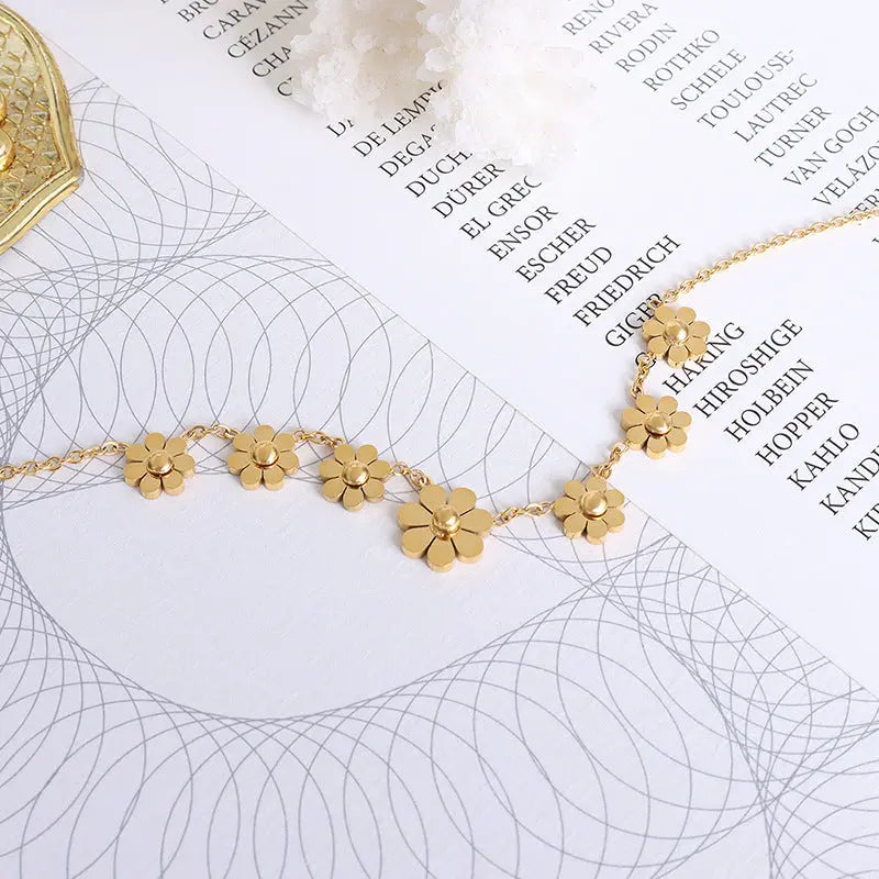 Titanium Steel Plated 18k Simple Flower Anklet DazzleTrove