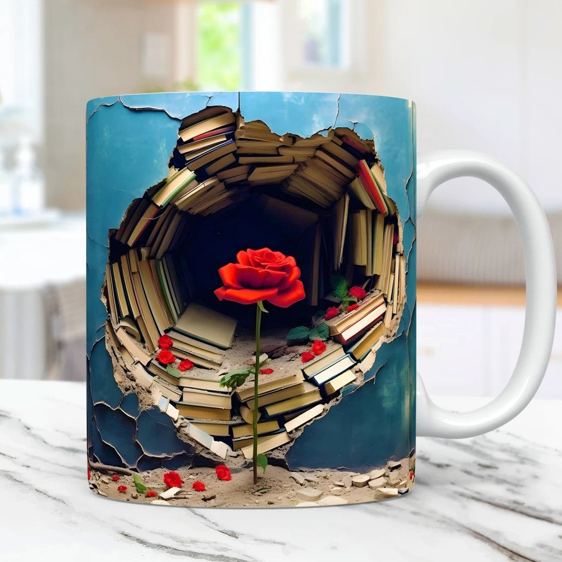 Rose Bookshelf Ceramic Coffee Mark Cup
