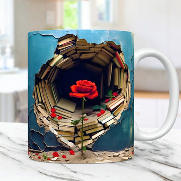 Rose Bookshelf Ceramic Coffee Mark Cup