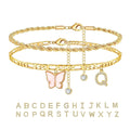 26 Letters Foot Ornaments Ladies Butterfly Double Layer Stack DazzleTrove
