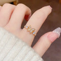 Fashion Jewelry New Style Gold Plated Beautiful Sweet Diamond Inlaid Butterfly Ring Women'S Luxury Temperament Elegant Ring Party Jewelry DazzleTrove