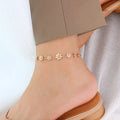 Titanium Steel Plated 18k Simple Flower Anklet DazzleTrove